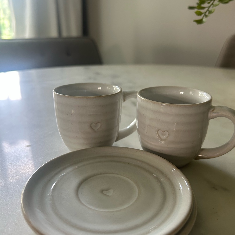 Elegant White Ceramic Mini Mug and Saucer Set